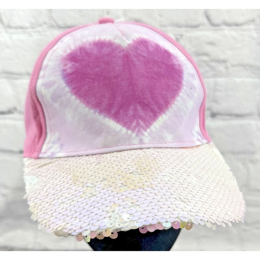 NWT Sequin Heart Baseball Cap Tie Dye Heart Hat p.s. from Aeropostale Adjustable